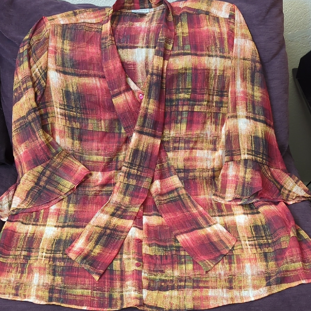 Catherines Multicolor Sheer Blouse